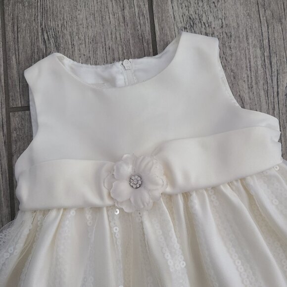 American Princess Baby Girl Ivory Sequin Party Dress Size 12M - Picture 3 of 7